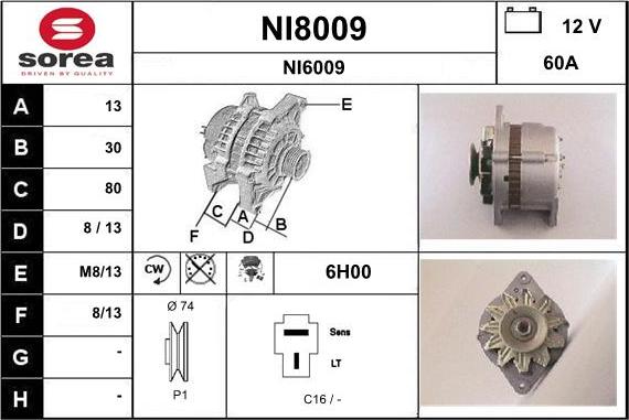 SNRA NI8009 - Генератор mashina-shop.ru