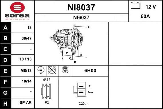 SNRA NI8037 - Генератор mashina-shop.ru