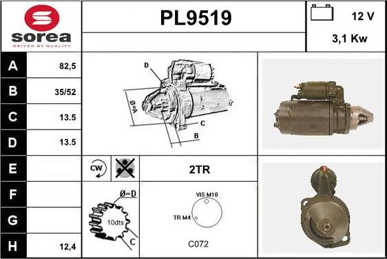 SNRA PL9519 - Стартер mashina-shop.ru