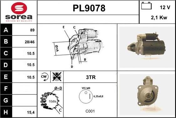 SNRA PL9078 - Стартер mashina-shop.ru