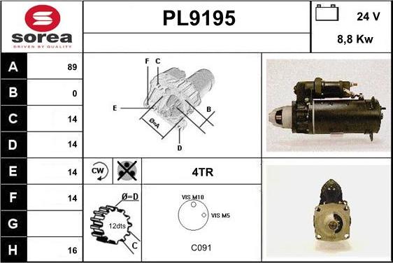 SNRA PL9195 - Стартер mashina-shop.ru