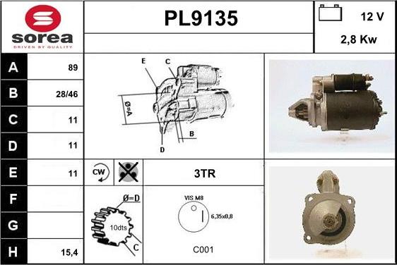 SNRA PL9135 - Стартер mashina-shop.ru