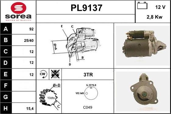 SNRA PL9137 - Стартер mashina-shop.ru