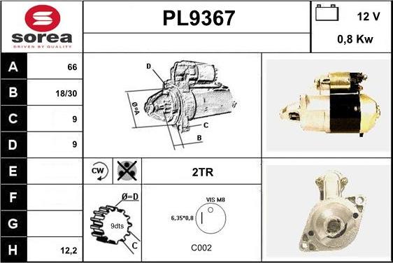 SNRA PL9367 - Стартер mashina-shop.ru