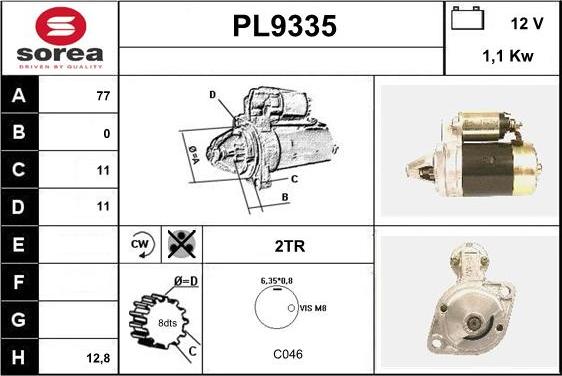 SNRA PL9335 - Стартер mashina-shop.ru