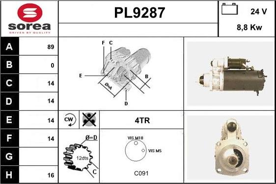 SNRA PL9287 - Стартер mashina-shop.ru