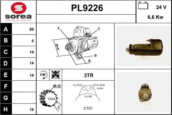 SNRA PL9226 - Стартер mashina-shop.ru