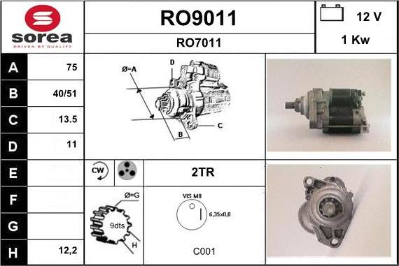 SNRA RO9011 - Стартер mashina-shop.ru