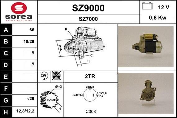 SNRA SZ9000 - Стартер mashina-shop.ru