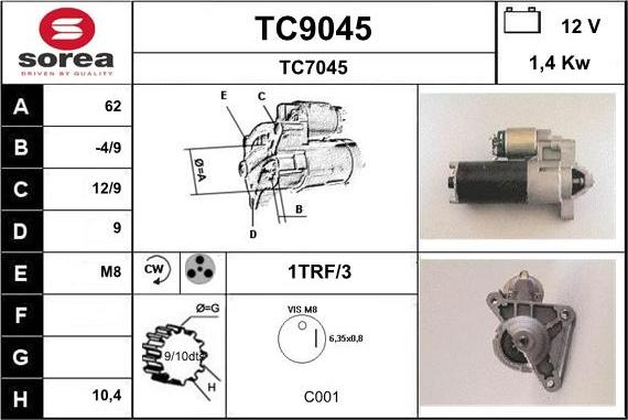 SNRA TC9045 - Стартер mashina-shop.ru