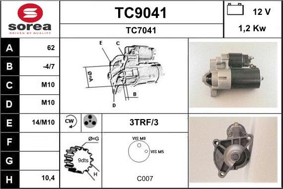 SNRA TC9041 - Стартер mashina-shop.ru