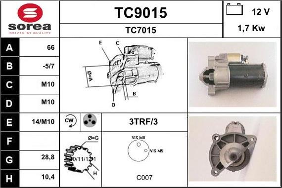 SNRA TC9015 - Стартер mashina-shop.ru