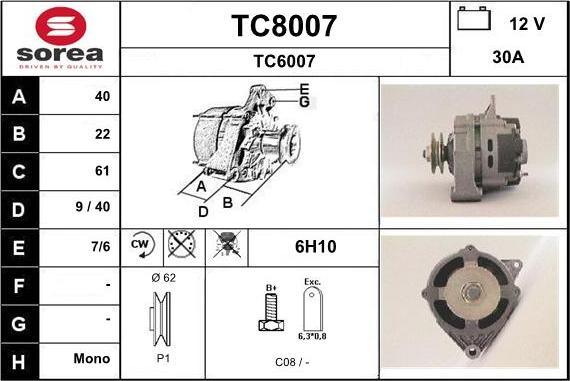 SNRA TC8007 - Генератор mashina-shop.ru