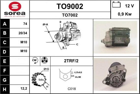 SNRA TO9002 - Стартер mashina-shop.ru