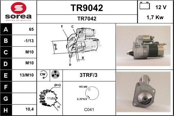 SNRA TR9042 - Стартер mashina-shop.ru