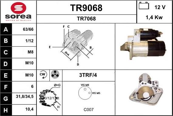 SNRA TR9068 - Стартер mashina-shop.ru