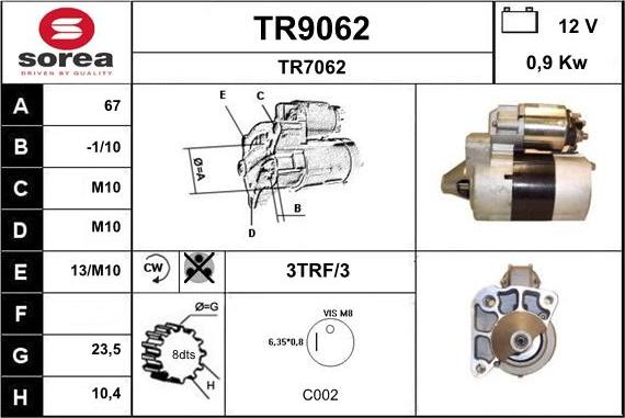 SNRA TR9062 - Стартер mashina-shop.ru