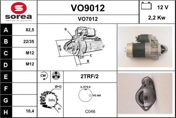 SNRA VO9012 - Стартер mashina-shop.ru