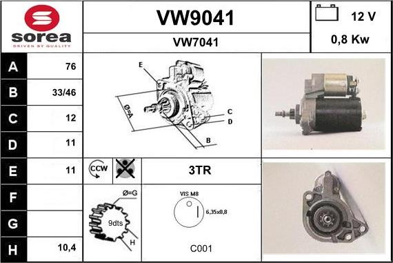 SNRA VW9041 - Стартер mashina-shop.ru