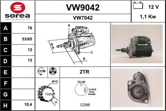 SNRA VW9042 - Стартер mashina-shop.ru