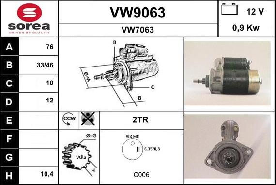 SNRA VW9063 - Стартер mashina-shop.ru