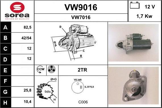 SNRA VW9016 - Стартер mashina-shop.ru