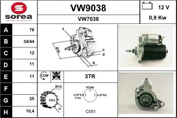 SNRA VW9038 - Стартер mashina-shop.ru