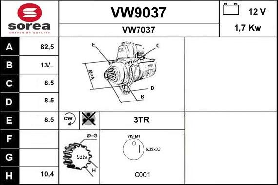 SNRA VW9037 - Стартер mashina-shop.ru