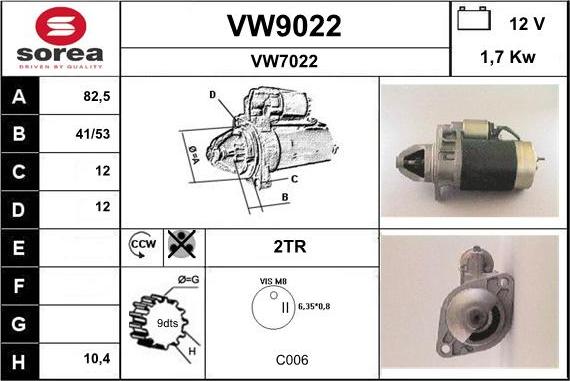 SNRA VW9022 - Стартер mashina-shop.ru