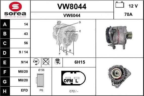 SNRA VW8044 - Генератор mashina-shop.ru