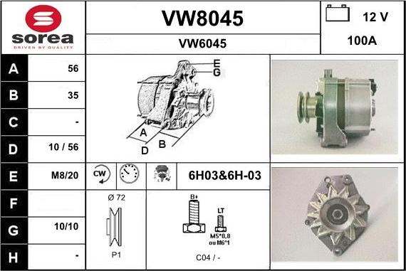 SNRA VW8045 - Генератор mashina-shop.ru