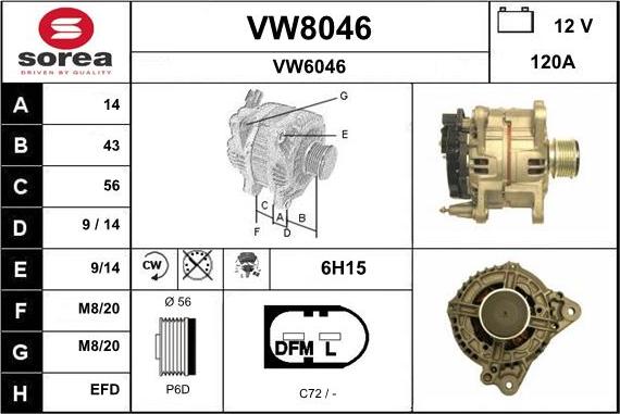 SNRA VW8046 - Генератор mashina-shop.ru