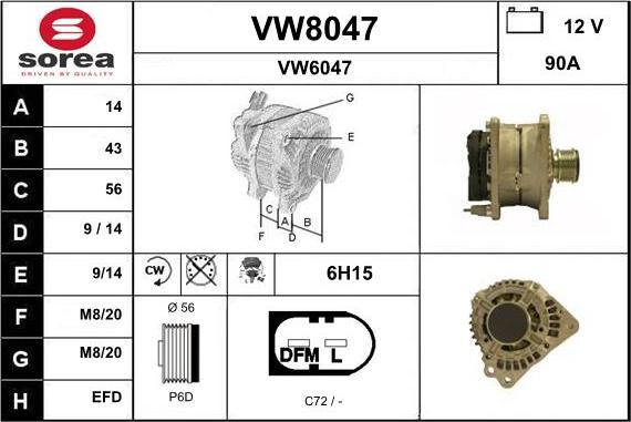 SNRA VW8047 - Генератор mashina-shop.ru