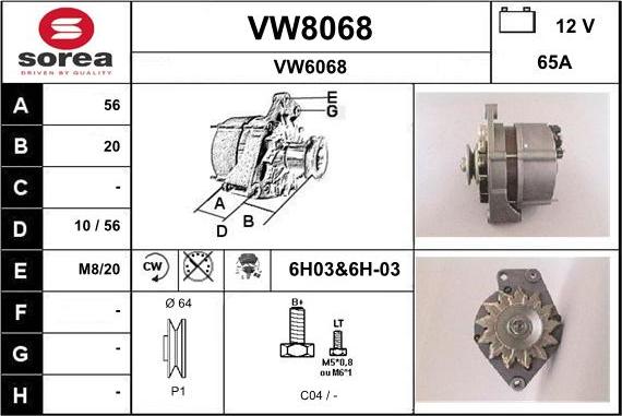 SNRA VW8068 - Генератор mashina-shop.ru