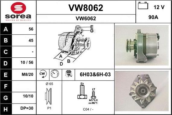 SNRA VW8062 - Генератор mashina-shop.ru