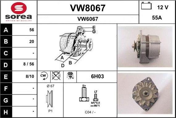 SNRA VW8067 - Генератор mashina-shop.ru