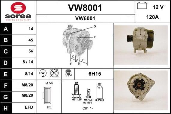 SNRA VW8001 - Генератор mashina-shop.ru