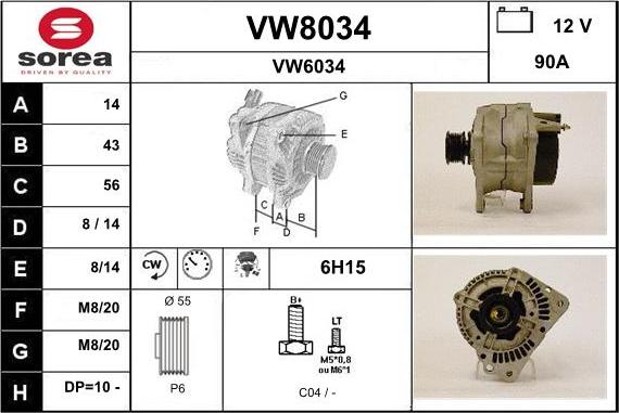 SNRA VW8034 - Генератор mashina-shop.ru