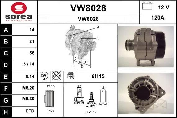 SNRA VW8028 - Генератор mashina-shop.ru