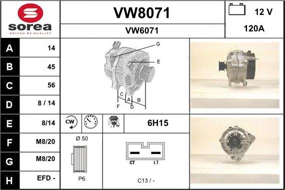 SNRA VW8071 - Генератор mashina-shop.ru