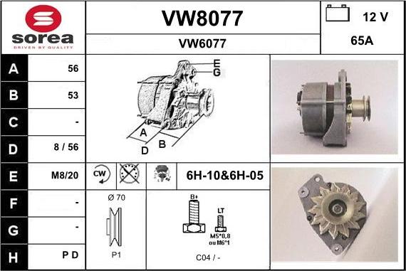 SNRA VW8077 - Генератор mashina-shop.ru