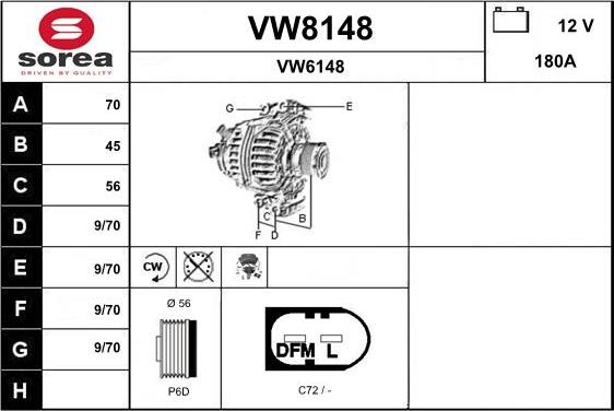 SNRA VW8148 - Генератор mashina-shop.ru