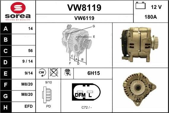 SNRA VW8119 - Генератор mashina-shop.ru