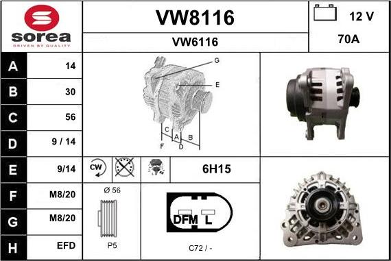 SNRA VW8116 - Генератор mashina-shop.ru