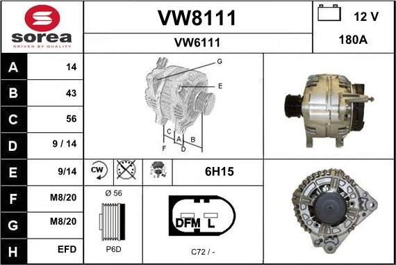 SNRA VW8111 - Генератор mashina-shop.ru