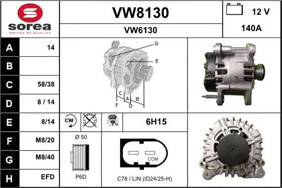 SNRA VW8130 - Генератор mashina-shop.ru