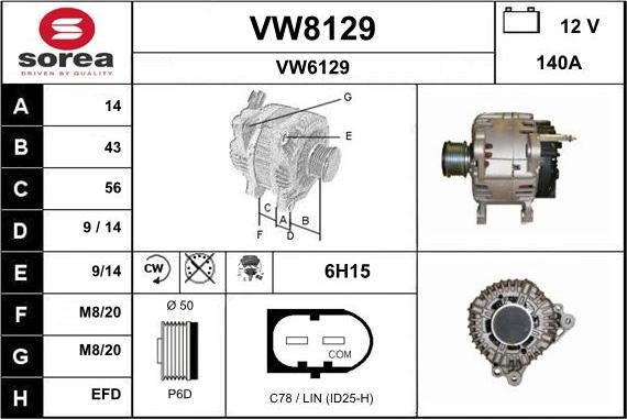 SNRA VW8129 - Генератор mashina-shop.ru