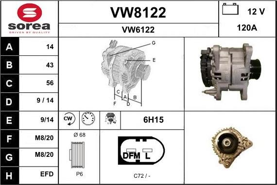 SNRA VW8122 - Генератор mashina-shop.ru