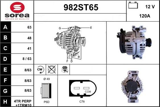 STARTCAR 982ST65 - Генератор mashina-shop.ru