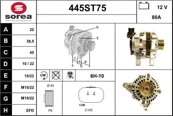 STARTCAR 445ST75 - Генератор mashina-shop.ru